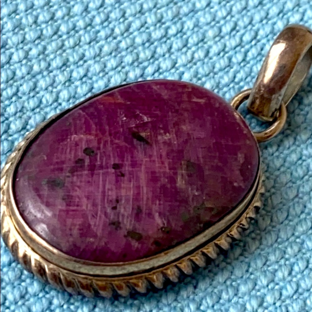 Purpurite gemstone sterling silver pendant
